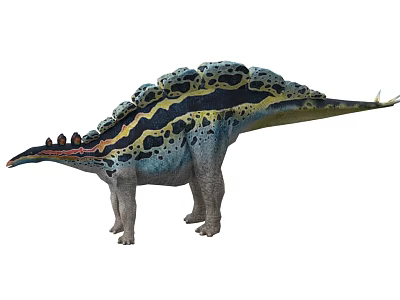 Colorful Stegosaurus Dinosaur With Spiked Back Plates And Ornate Head 3d model