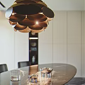 Modern Restaurant Interior Design With Round Dining Table Metal Chairs Pendant Light And Marble Floor