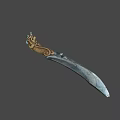 Traditional Weapon With Intricate Gold Copper Carvings Dragon Pattern And Shiny Metal Blade