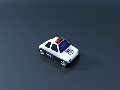 Functional Toy Police Car With Red Blue Lights White Body And Black Wheels 3d model