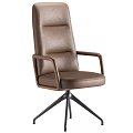 Modern Multi Color High Back Leather Swivel Office Chairs With Wooden Armrests For Workspace