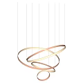 Modern Contemporary Chandelier Featuring Intertwined Circular Rings and Warm Brown Tones