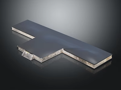 T Shaped Building Panel With Dark Smooth Surface And Metallic Layered Edge 3d model