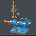 Industrial Equipment Blue Mechanical Pump With Yellow Pipes Base And Gauge