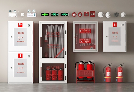 Fire hydrant fire extinguisher fire hydrant safety exit alarm fire emergency lighting 3d model