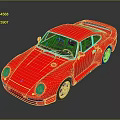 Red Vintage Sports Car Model With Shiny Exterior And Reflective Surface
