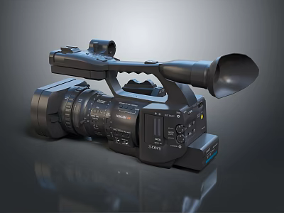Sony Professional Digital Camcorder With High Definition Lens And Microphone Handle Design 3d model