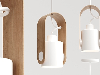 Nordic Chandelier Solid Wood Paint Small Chandelier 3d model