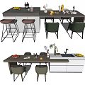 Modern Dining Table and Chair Combination Home Dining Table and Chair Dining Table and Bar Combination 3d model