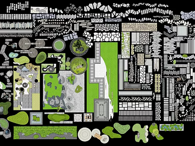 Karesansui Zen Garden Design With Raked Gravel Rock Features And Mossy Landscaping 3d model