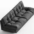 Gray Velvet Tufted Modern Large Sofa With Plush Cushioned Backrest And Seats
