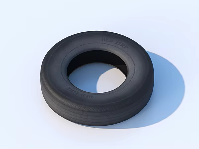Black Car Tire With Detailed Textured Surface Isolated On Light Background With Shadow 3d model