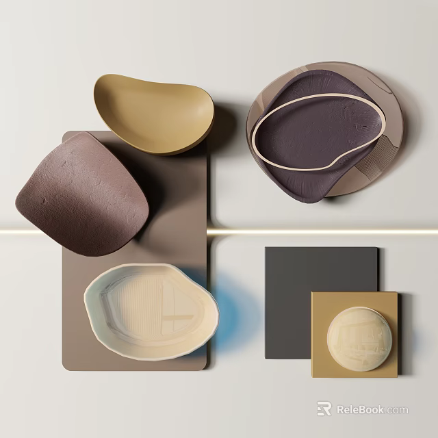 Modern Wall Decor With Abstract Shapes Neutral Tones And Textured Surfaces 3d model 