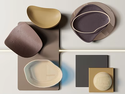 Modern Wall Decor With Abstract Shapes Neutral Tones And Textured Surfaces 3d model