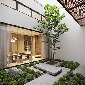 Modern courtyard landscape 3d model