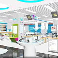 Modern Digital Store Interior With Smartphones Accessories Display Counters And Bright Lighting 3d model