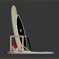 Surfboard Stand With Beach Ball Discs And Outdoor Sports Equipment Setup