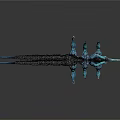 Mythical Blue Horned Fantasy Animal With Spiky Black Mane And Dynamic Pose