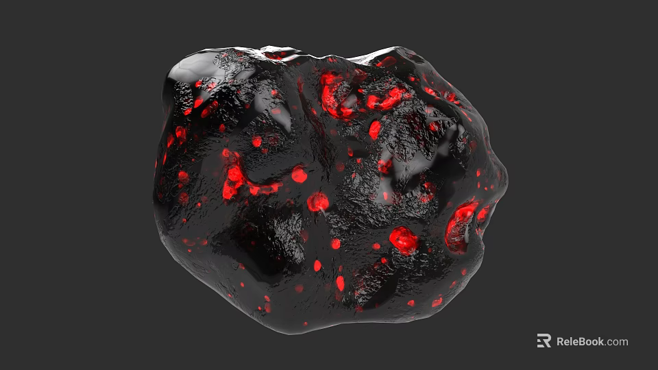 Decorative Wooden Stone Block Featuring Black Surface With Red Speckles For Decoration 3d model 