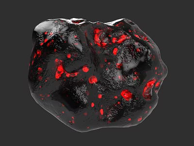 Decorative Wooden Stone Block Featuring Black Surface With Red Speckles For Decoration 3d model
