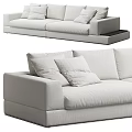 Modern Light Gray Two Seater Sofa With Linen Fabric Plush Cushions Living Room
