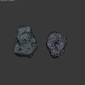 Two Purple And Blue Perforated Rockery Stones Placed On Dark Surface