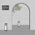 Modern Minimalist Outdoor Standing Lights In Garden With Archway And Green Plant