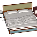 Double Bed With Brown Beige Headboard White Sheets And Bedside Tables 3d model