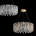 Elegant Crystal Chandelier with Golden Frame and Hanging Crystal Elements for Interior Decoration