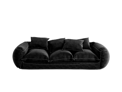 Modern Black Multi Seater Sofa With Plush Cushions And Soft Fabric 3d model