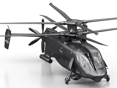 Black Modern Multi rotor Helicopter With Aerodynamic Design And Cockpit Windows 3d model