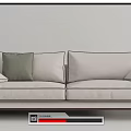 Modern Beige Fabric Double Sofa With Gray Green Pillows And Metal Legs