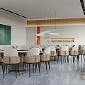 Modern Private Dining Room With Round Table And Elegant Decor 3d model
