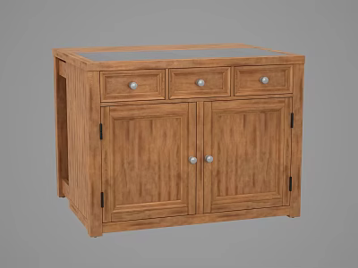 Wooden Dining Table Set Storage Sideboard With Drawers And Cabinet Doors 3d model