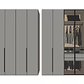 Modern Wardrobe Design With Gray Doors Internal Hanging Clothes And Drawers