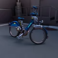 Blue Futuristic Bicycle With Tech Inspired Design In Industrial Style Background With Staircase And Pipes