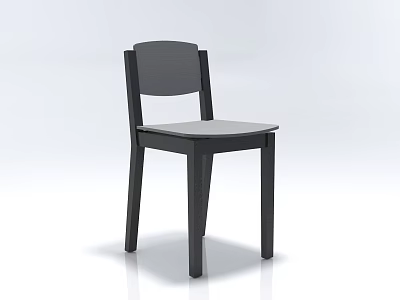 Modern Black Single Chair With Simple Design Wooden Frame And Flat Backrest 3d model