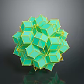 Abstract 3D Geometric Spherical Structure With Green Cubes And Yellow Edges 3d model
