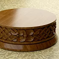 Round Wooden Pillar With Intricate Carved Patterns On Patterned Floor 3d model