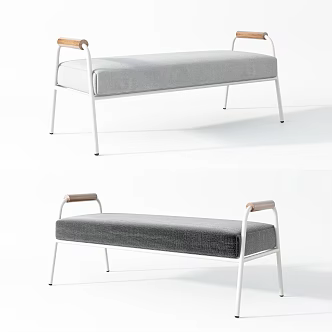 Modern bed end stool combination 3d model