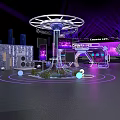 Modern Stage Design With Circular Layout Purple Lighting And Large LED Screen 3d model