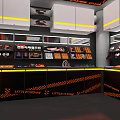 SEEPING YOU Exhibition Booth Design Orange Black Theme Central Smiley Logo Display Counters Tables Chairs