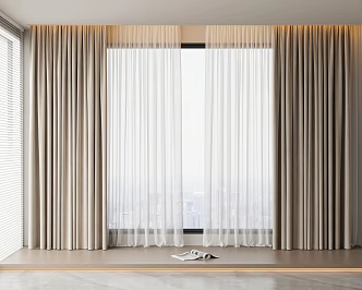 Modern Italian General Curtain Flannel Curtain Gauze Curtain White Yarn Combination Curtain Fabric Curtain 3d model