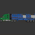 Green Semi Truck With Blue Cargo Trailer For Heavy Duty Transportation