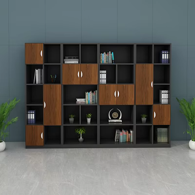 Stylish Modular Wooden Black File Cabinet with Compartments for Office Storage 3d model