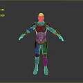 Futuristic Sci-Fi Armor Clad Character 3D Model In Standing Pose With Extended Arms 3d model