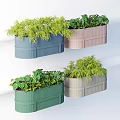Colorful Ribbed Potted Plants in Blue Pink Green Beige Containers for Indoor Decor