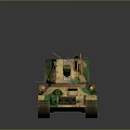 Camouflage Military Tank With Long Gun Barrel Green Tracks And Reflective Surface