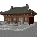 Traditional Chinese Ancient Architecture With Classic Roof Wooden Doors Stone Steps And Ornamental Railings