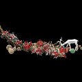 Decorative Branch Vase Arrangement With Red Flowers White Deer And Colorful Spherical Decorations